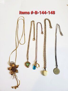5 Necklaces, items # B- 144-148, . wt. 32 grams.